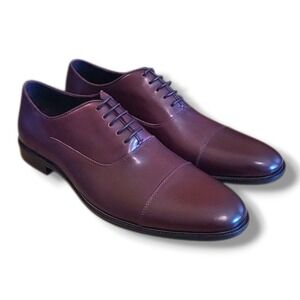 Asher Green Men's Size 13  Burgundy Oxford Dress Shoes Cap Toe Genuine Leather